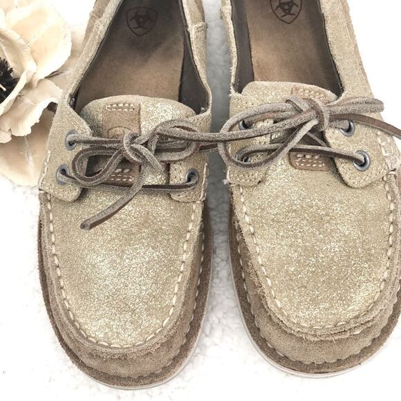 Ariat Cruiser Castaway Gold tone Lace Top Boat Shoes - Picture 3 of 10